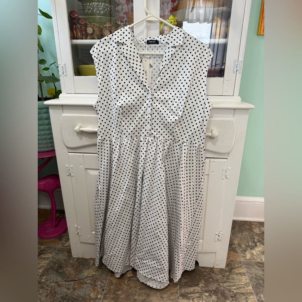 Zaful Black and White Polka Dot Dress